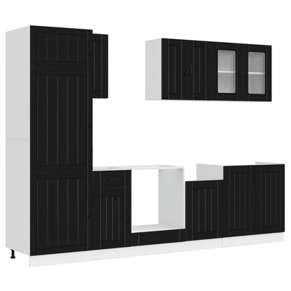 8 Piece Kitchen Cabinet Set "Kalmar" Black Engineered Wood