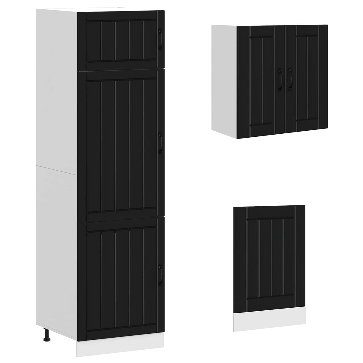 8 Piece Kitchen Cabinet Set "Kalmar" Black Engineered Wood