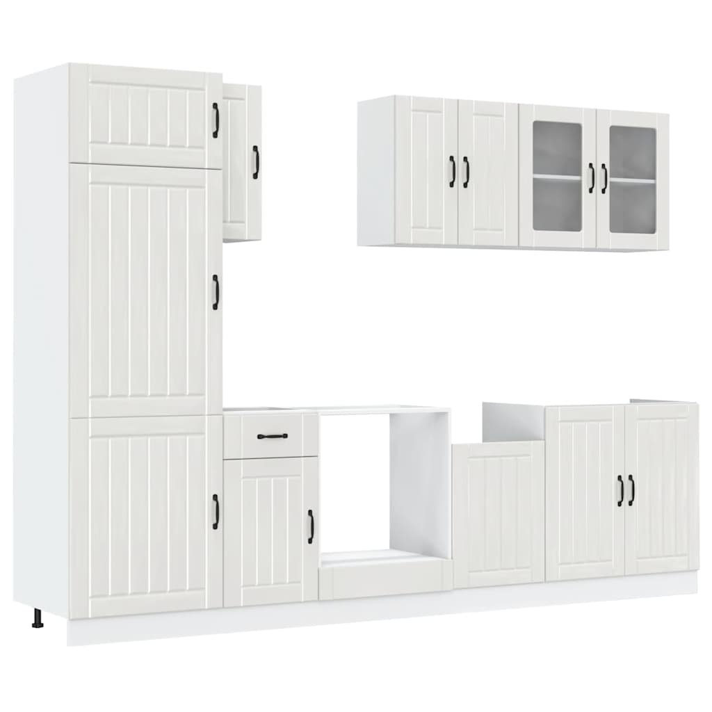8 Piece Kitchen Cabinet Set Lucca High Gloss White Engineered Wood
