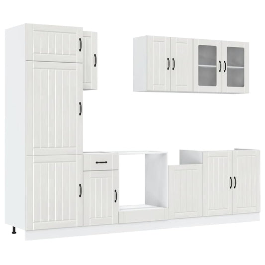 8 Piece Kitchen Cabinet Set Lucca High Gloss White Engineered Wood