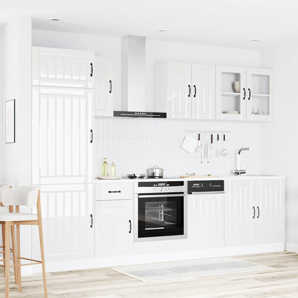 8 Piece Kitchen Cabinet Set Lucca High Gloss White Engineered Wood
