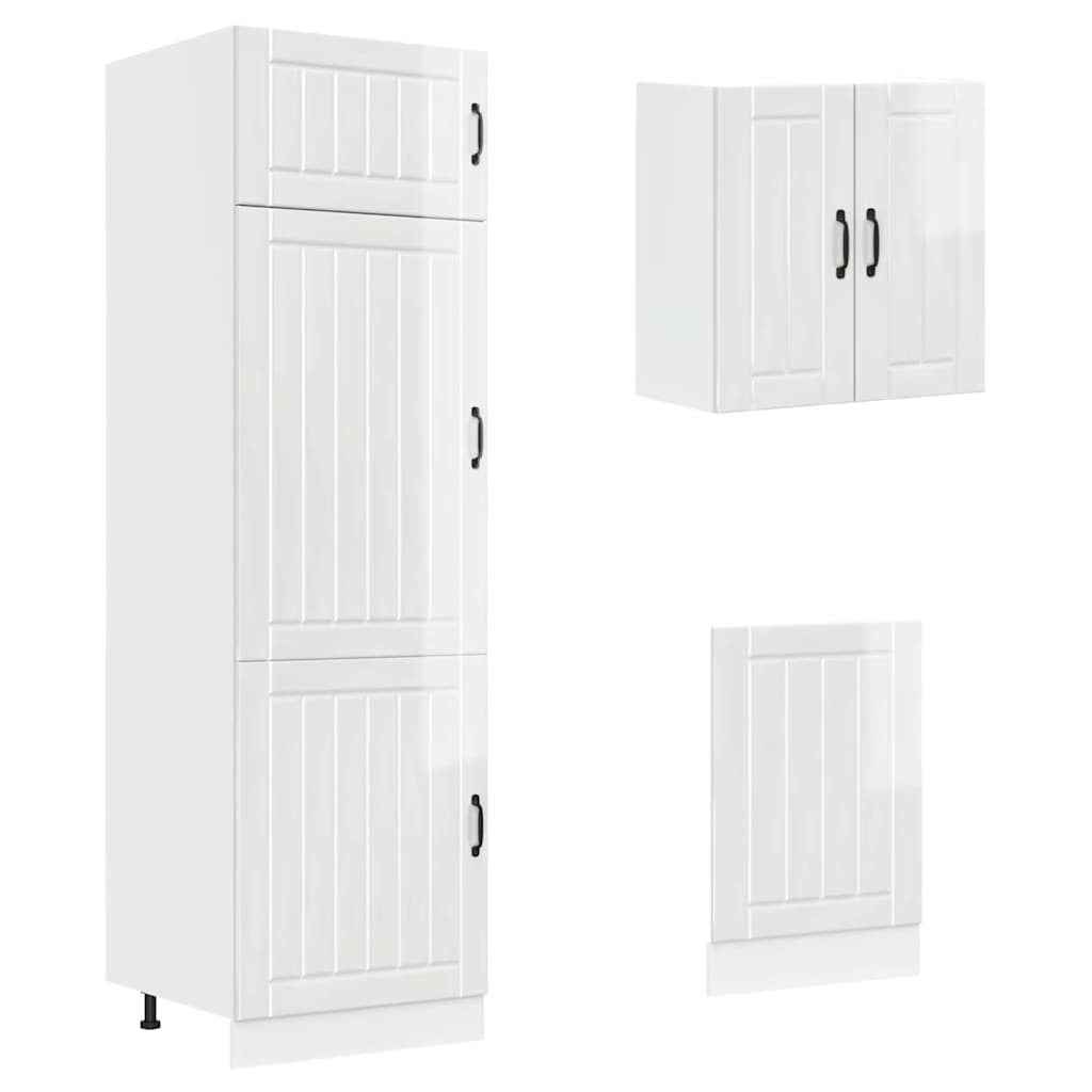 8 Piece Kitchen Cabinet Set Lucca High Gloss White Engineered Wood