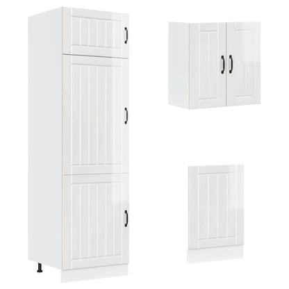 8 Piece Kitchen Cabinet Set Lucca High Gloss White Engineered Wood