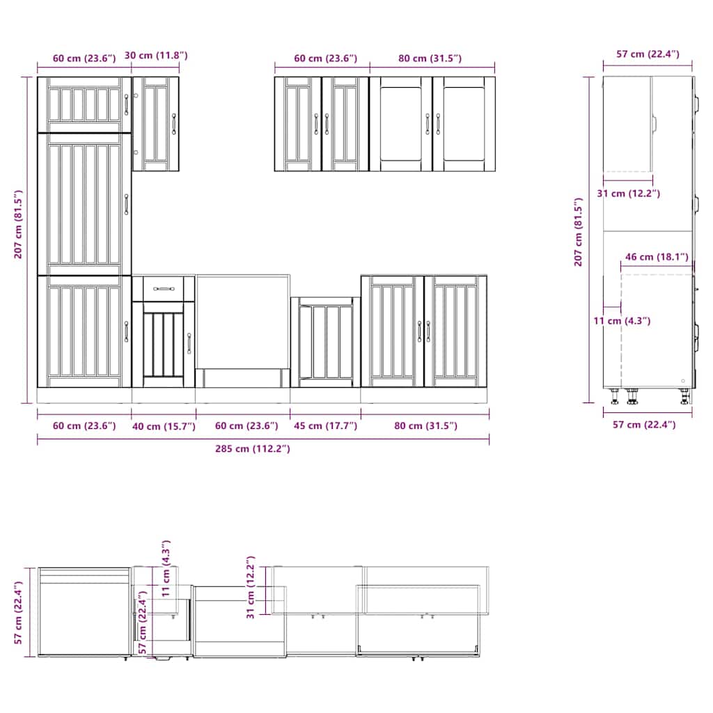 8 Piece Kitchen Cabinet Set Lucca High Gloss White Engineered Wood