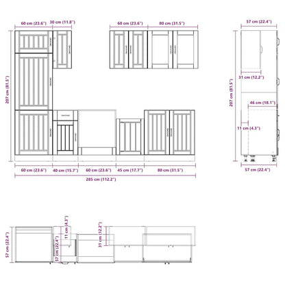 8 Piece Kitchen Cabinet Set Lucca High Gloss White Engineered Wood