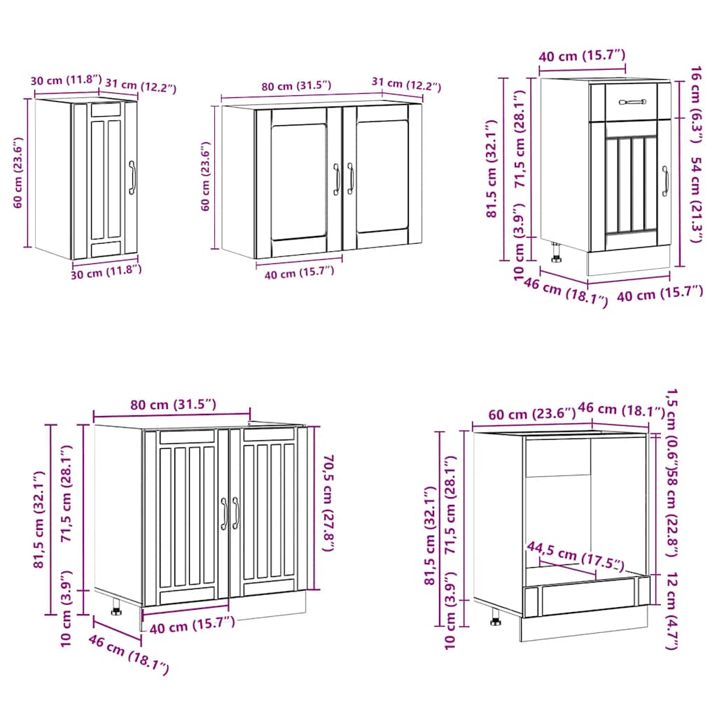 8 Piece Kitchen Cabinet Set Lucca High Gloss White Engineered Wood
