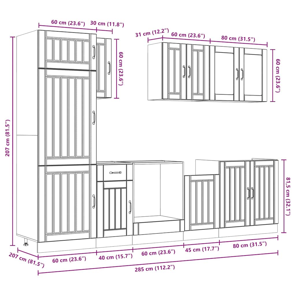 8 Piece Kitchen Cabinet Set Lucca High Gloss White Engineered Wood