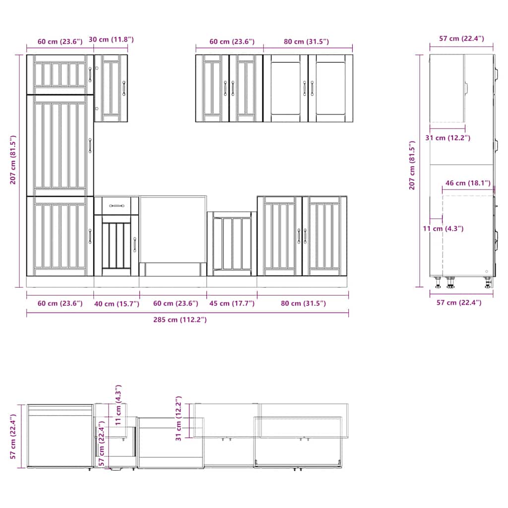 8 Piece Kitchen Cabinet Set Lucca Sonoma Oak Engineered Wood