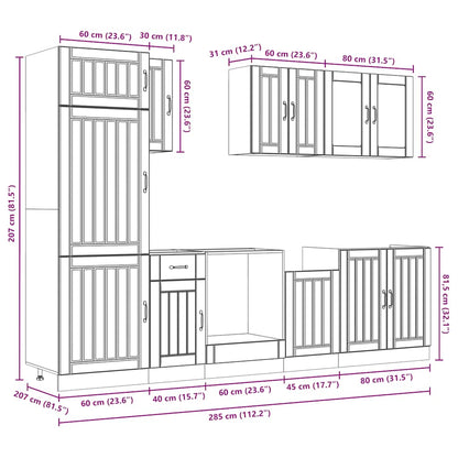 8 Piece Kitchen Cabinet Set Lucca Sonoma Oak Engineered Wood