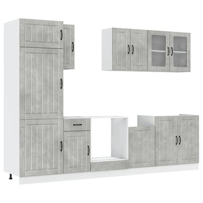 8 Piece Kitchen Cabinet Set Lucca Concrete Grey Engineered Wood