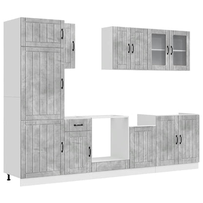 8 Piece Kitchen Cabinet Set "Lucca" Concrete Grey Engineered Wood