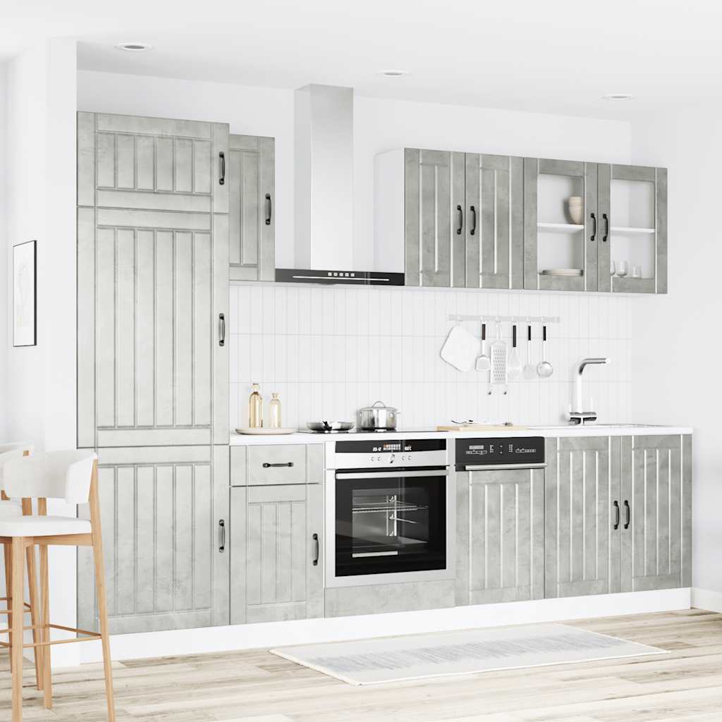 8 Piece Kitchen Cabinet Set Lucca Concrete Grey Engineered Wood
