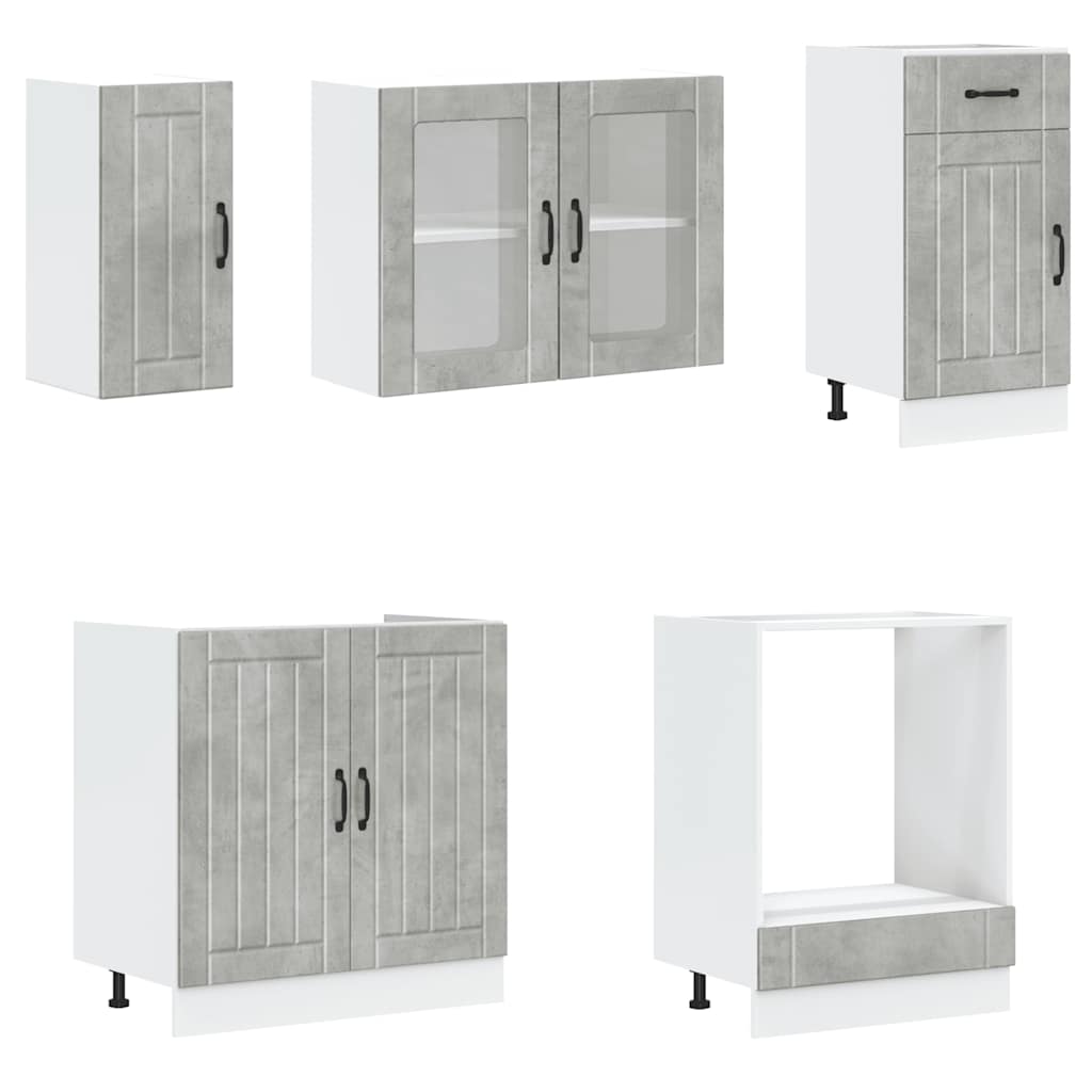 8 Piece Kitchen Cabinet Set Lucca Concrete Grey Engineered Wood