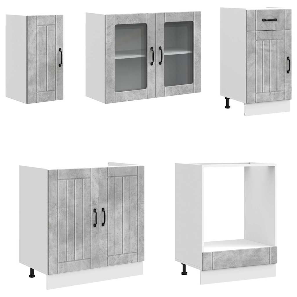 8 Piece Kitchen Cabinet Set "Lucca" Concrete Grey Engineered Wood