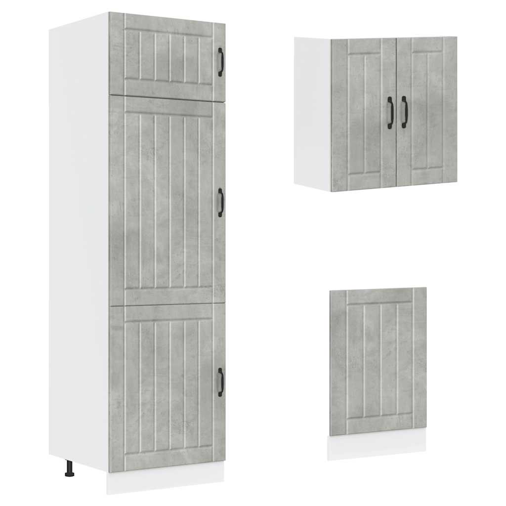 8 Piece Kitchen Cabinet Set Lucca Concrete Grey Engineered Wood