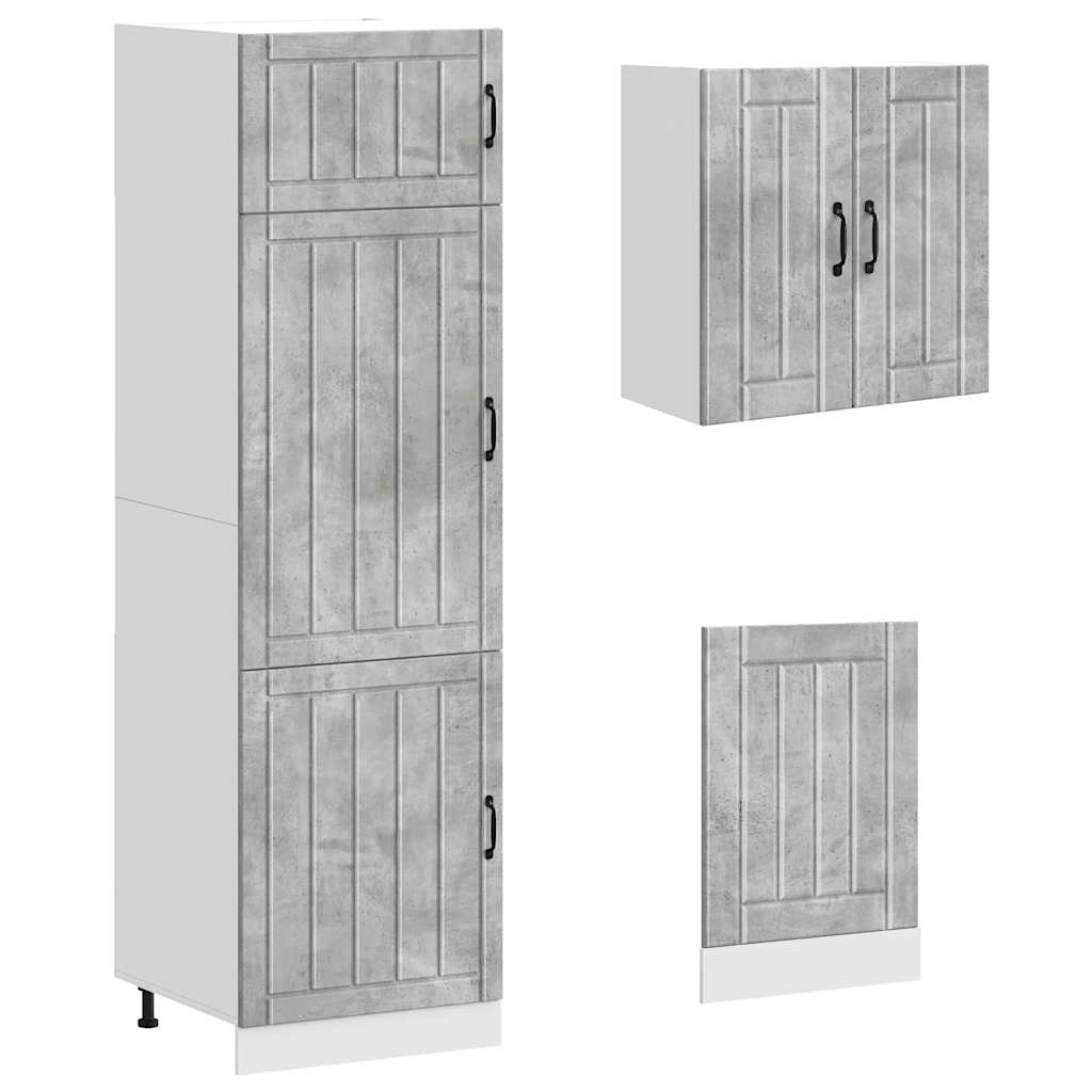 8 Piece Kitchen Cabinet Set "Lucca" Concrete Grey Engineered Wood