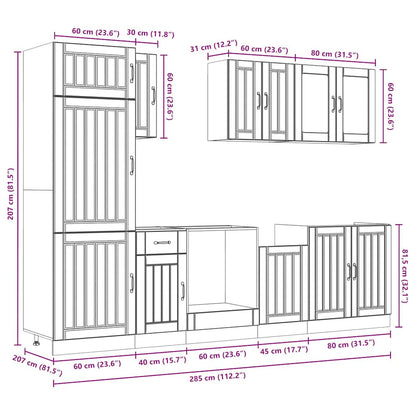 8 Piece Kitchen Cabinet Set Lucca Concrete Grey Engineered Wood
