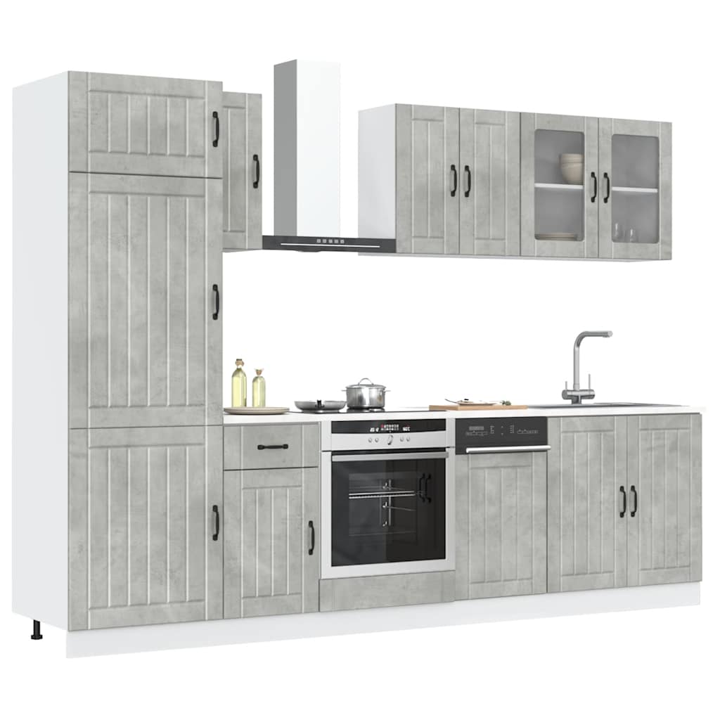 8 Piece Kitchen Cabinet Set Lucca Concrete Grey Engineered Wood