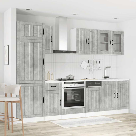8 Piece Kitchen Cabinet Set "Lucca" Concrete Grey Engineered Wood