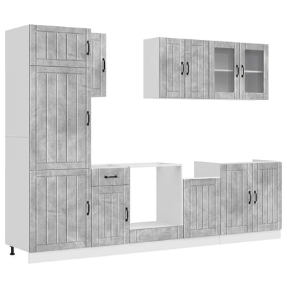 8 Piece Kitchen Cabinet Set "Lucca" Concrete Grey Engineered Wood