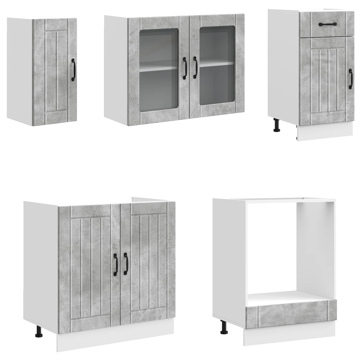 8 Piece Kitchen Cabinet Set "Lucca" Concrete Grey Engineered Wood