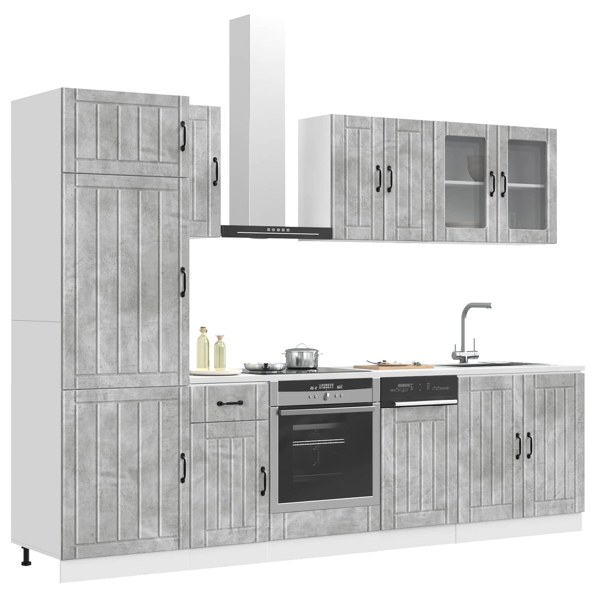 8 Piece Kitchen Cabinet Set "Lucca" Concrete Grey Engineered Wood