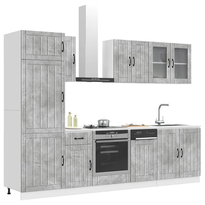 8 Piece Kitchen Cabinet Set "Lucca" Concrete Grey Engineered Wood