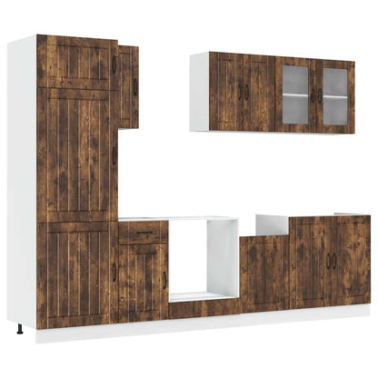 8 Piece Kitchen Cabinet Set Lucca Smoked Oak Engineered Wood