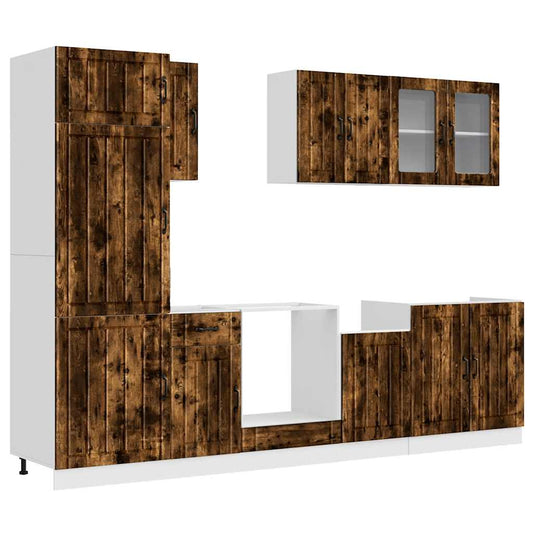 8 Piece Kitchen Cabinet Set "Lucca" Smoked Oak Engineered Wood