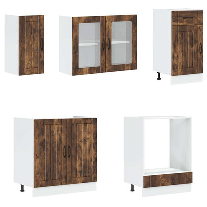 8 Piece Kitchen Cabinet Set Lucca Smoked Oak Engineered Wood