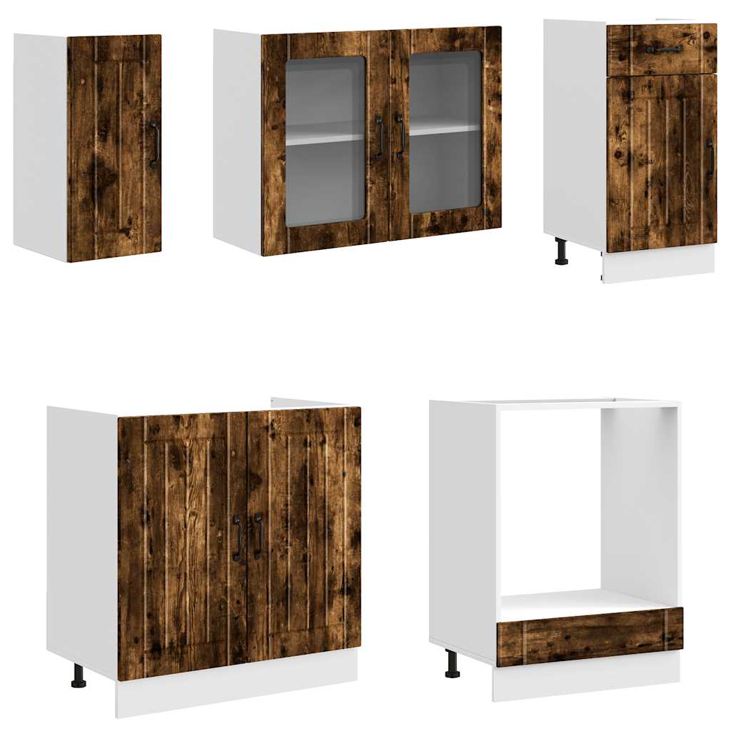 8 Piece Kitchen Cabinet Set "Lucca" Smoked Oak Engineered Wood