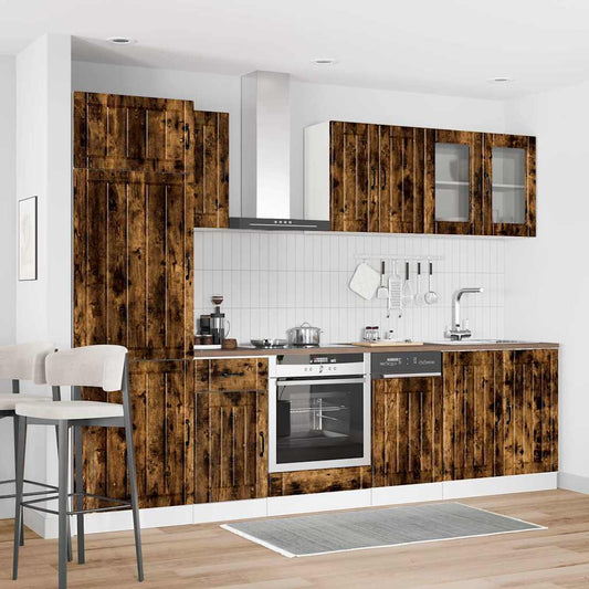 8 Piece Kitchen Cabinet Set "Lucca" Smoked Oak Engineered Wood