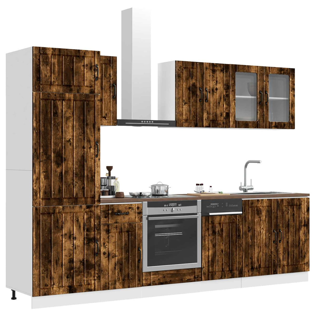 8 Piece Kitchen Cabinet Set "Lucca" Smoked Oak Engineered Wood