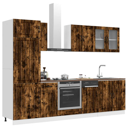 8 Piece Kitchen Cabinet Set "Lucca" Smoked Oak Engineered Wood