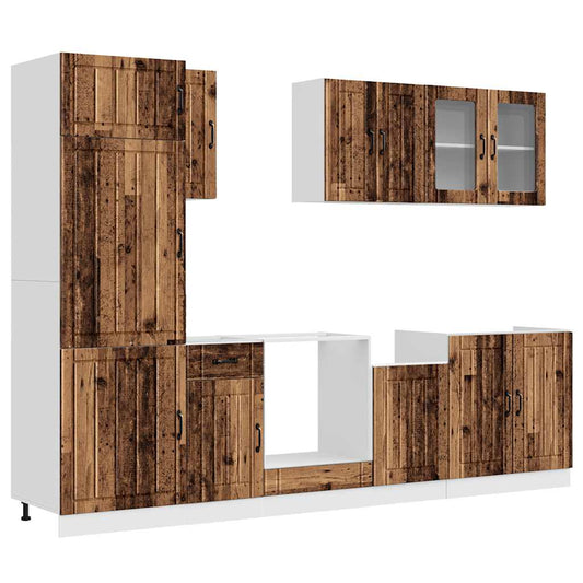 8 Piece Kitchen Cabinet Set "Kalmar" Old Wood Engineered Wood