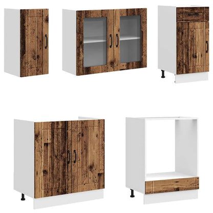 8 Piece Kitchen Cabinet Set "Kalmar" Old Wood Engineered Wood