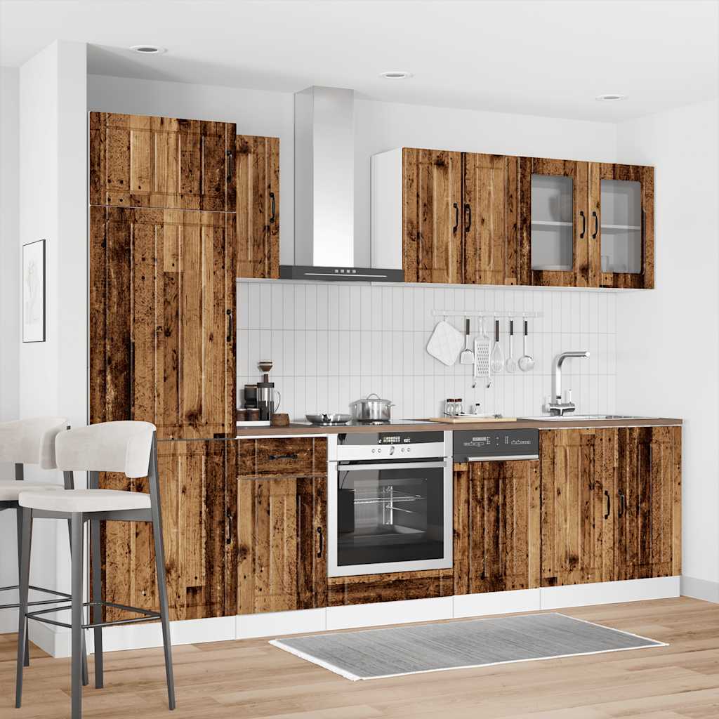 8 Piece Kitchen Cabinet Set "Kalmar" Old Wood Engineered Wood