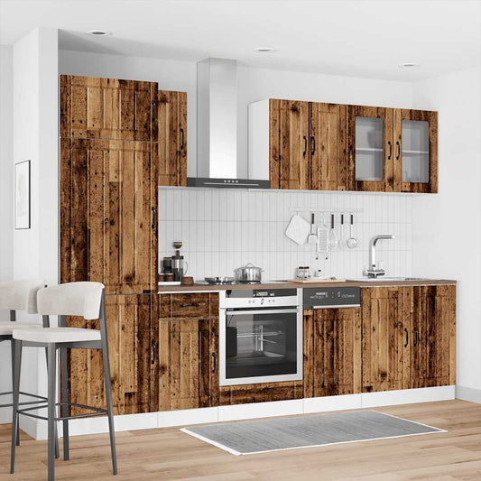 8 Piece Kitchen Cabinet Set "Kalmar" Old Wood Engineered Wood