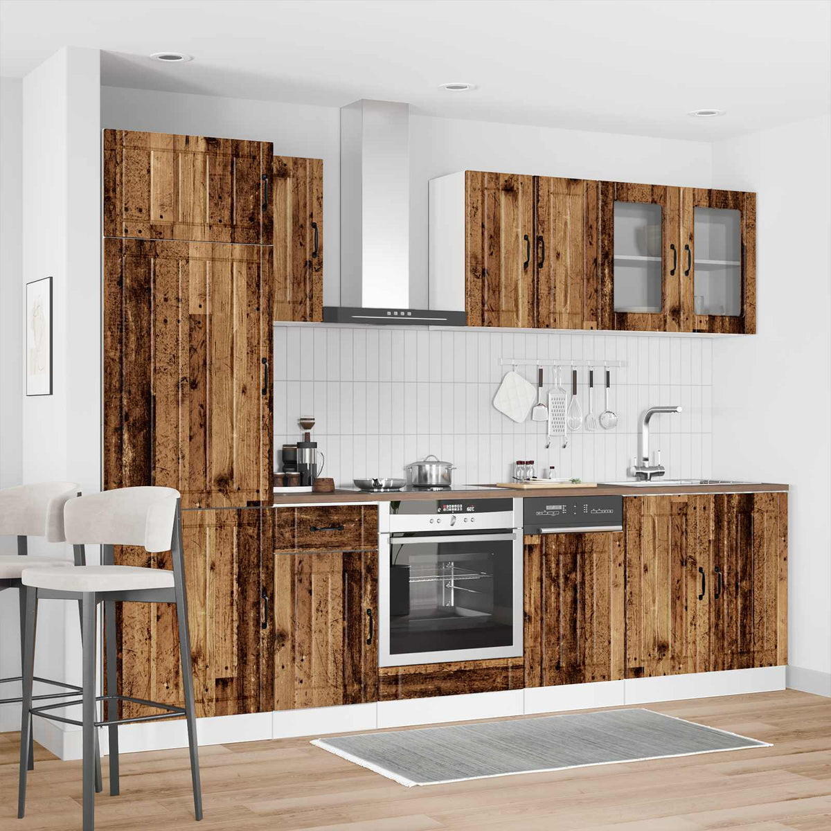 8 Piece Kitchen Cabinet Set "Kalmar" Old Wood Engineered Wood