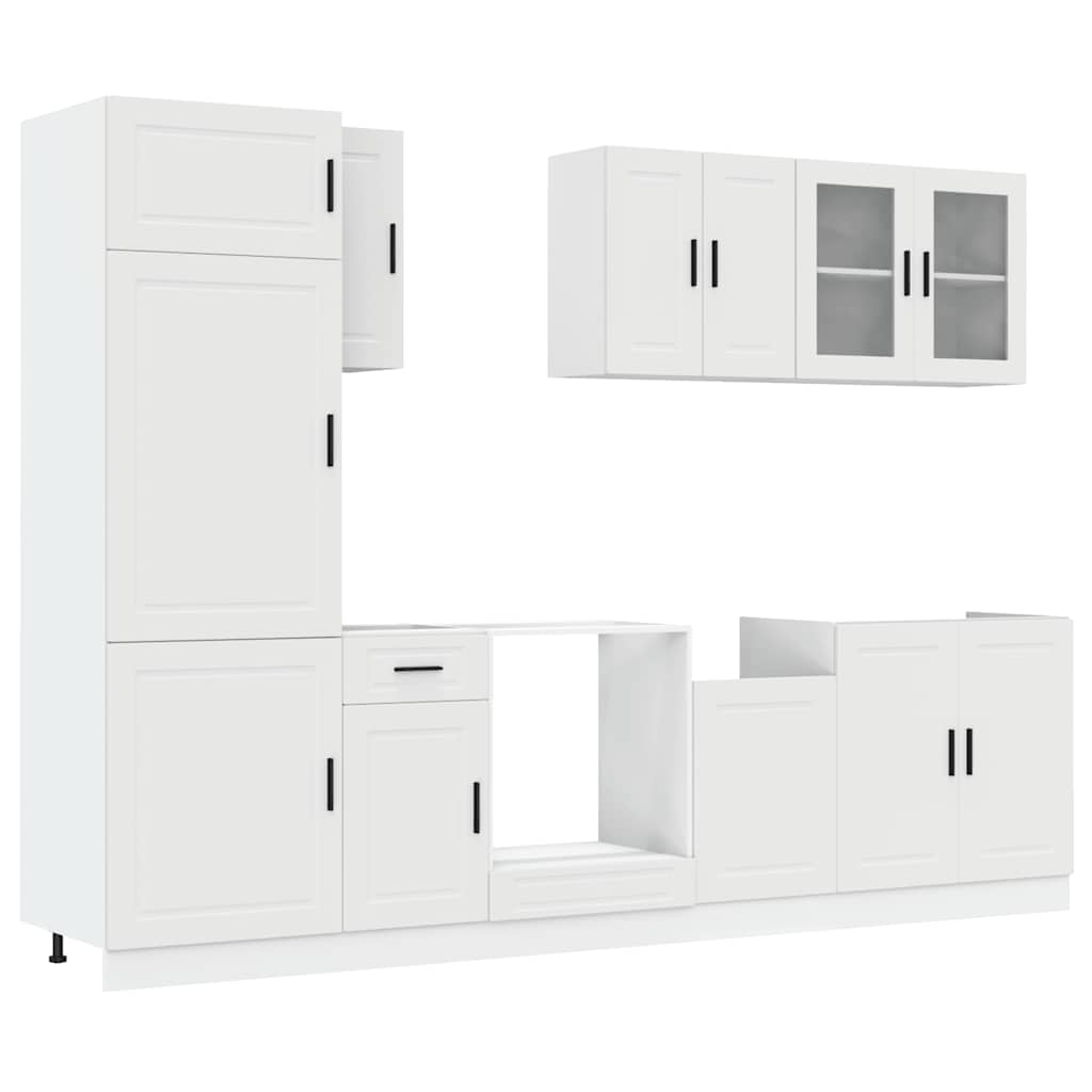 8 Piece Kitchen Cabinet Set Porto White Engineered Wood
