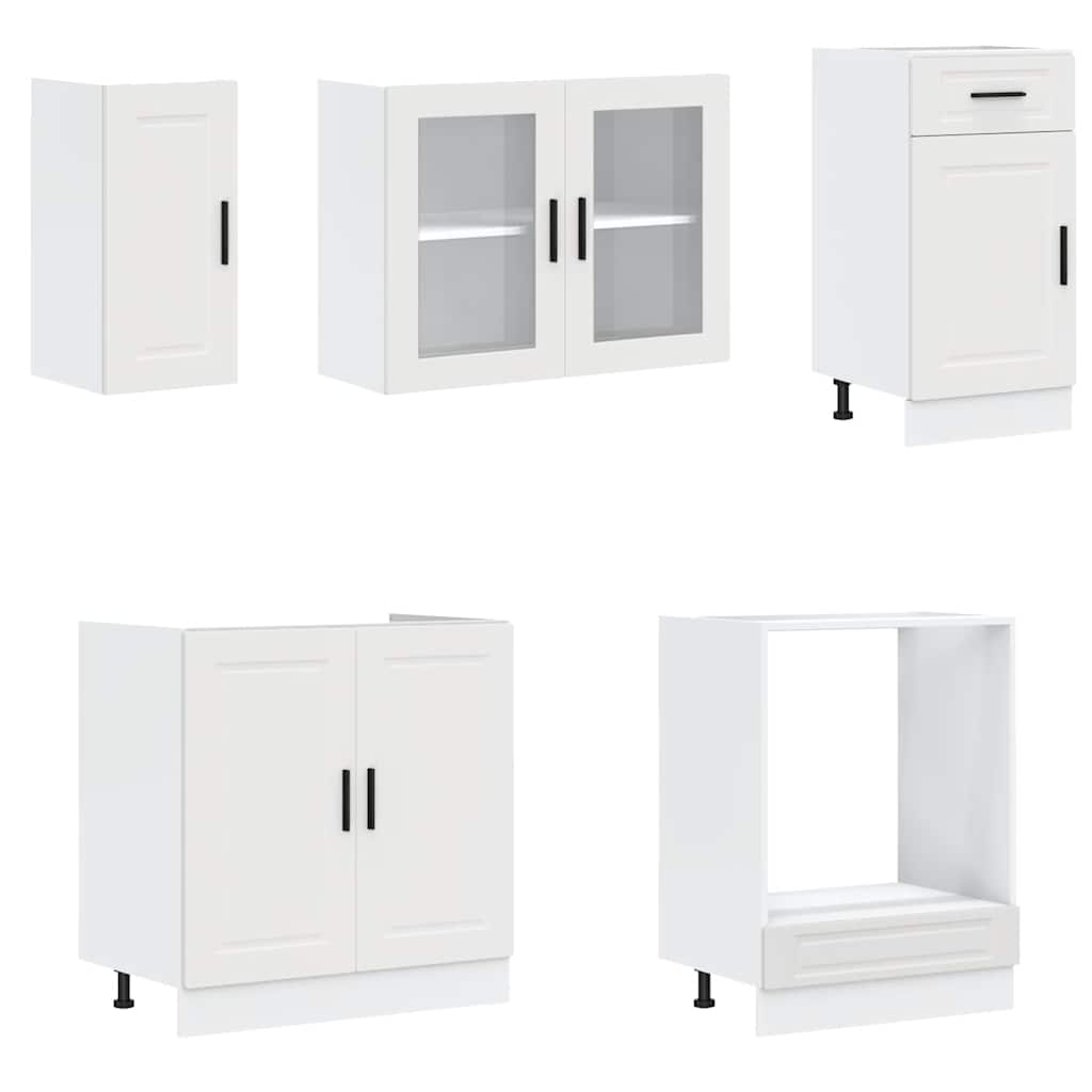 8 Piece Kitchen Cabinet Set Porto White Engineered Wood