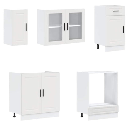 8 Piece Kitchen Cabinet Set Porto White Engineered Wood