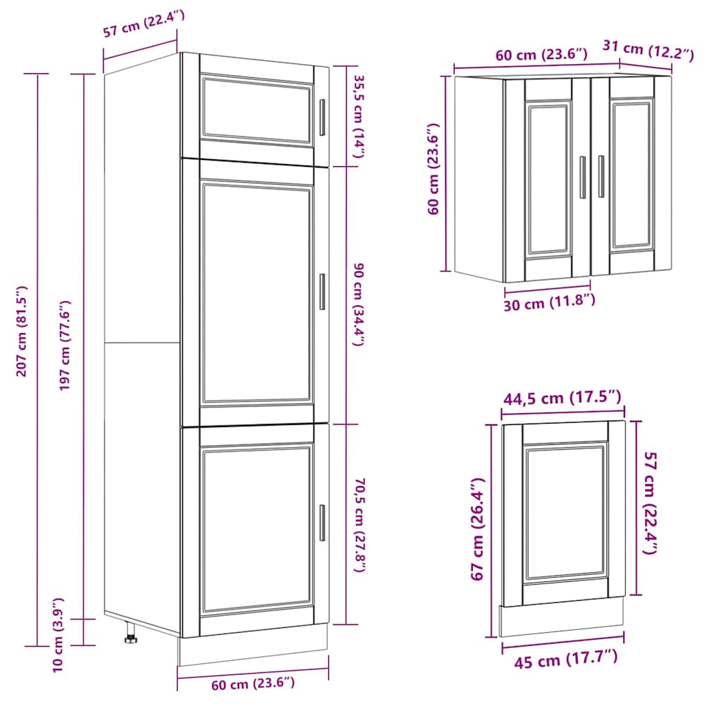 8 Piece Kitchen Cabinet Set Porto Black Engineered Wood