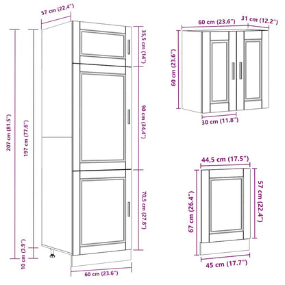 8 Piece Kitchen Cabinet Set Porto Black Engineered Wood