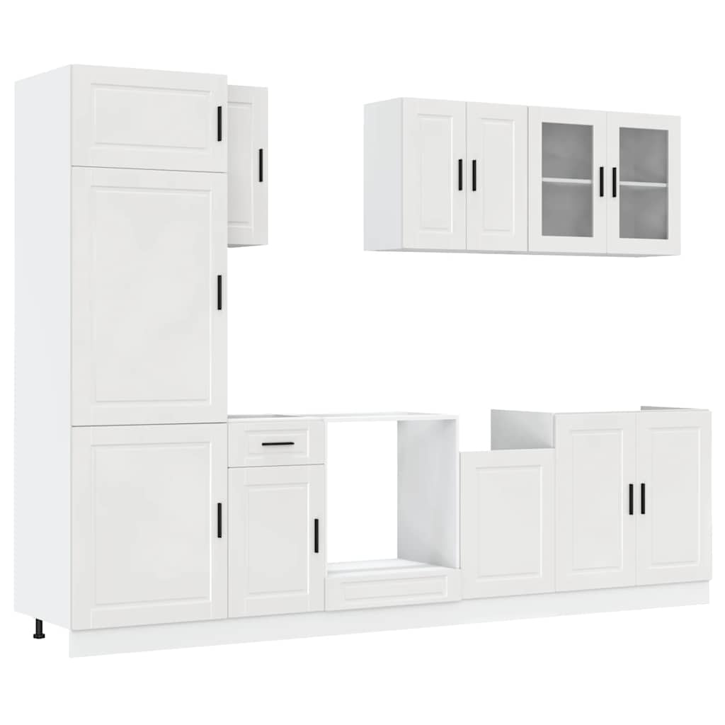 8 Piece Kitchen Cabinet Set Porto High Gloss White Engineered Wood