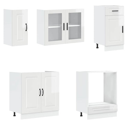 8 Piece Kitchen Cabinet Set Porto High Gloss White Engineered Wood
