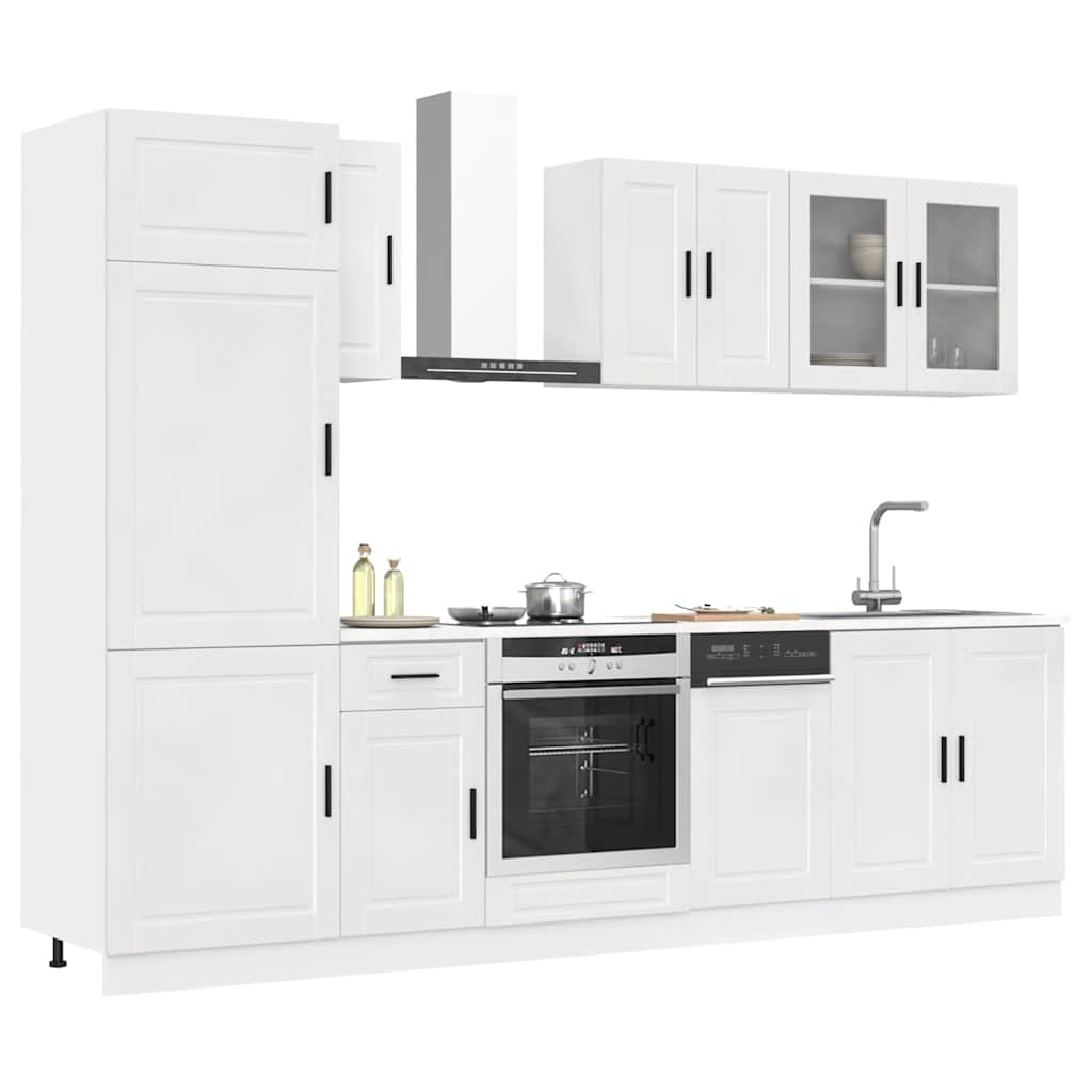 8 Piece Kitchen Cabinet Set Porto High Gloss White Engineered Wood