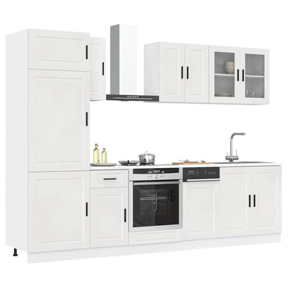 8 Piece Kitchen Cabinet Set Porto High Gloss White Engineered Wood