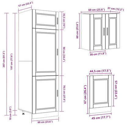 8 Piece Kitchen Cabinet Set Porto Smoked Oak Engineered Wood