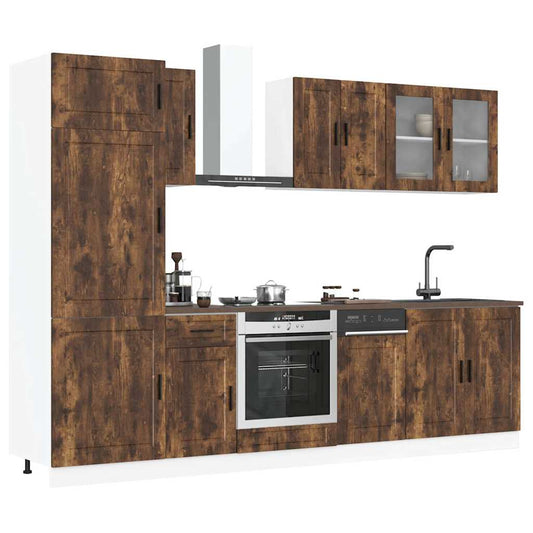 8 Piece Kitchen Cabinet Set Porto Smoked Oak Engineered Wood